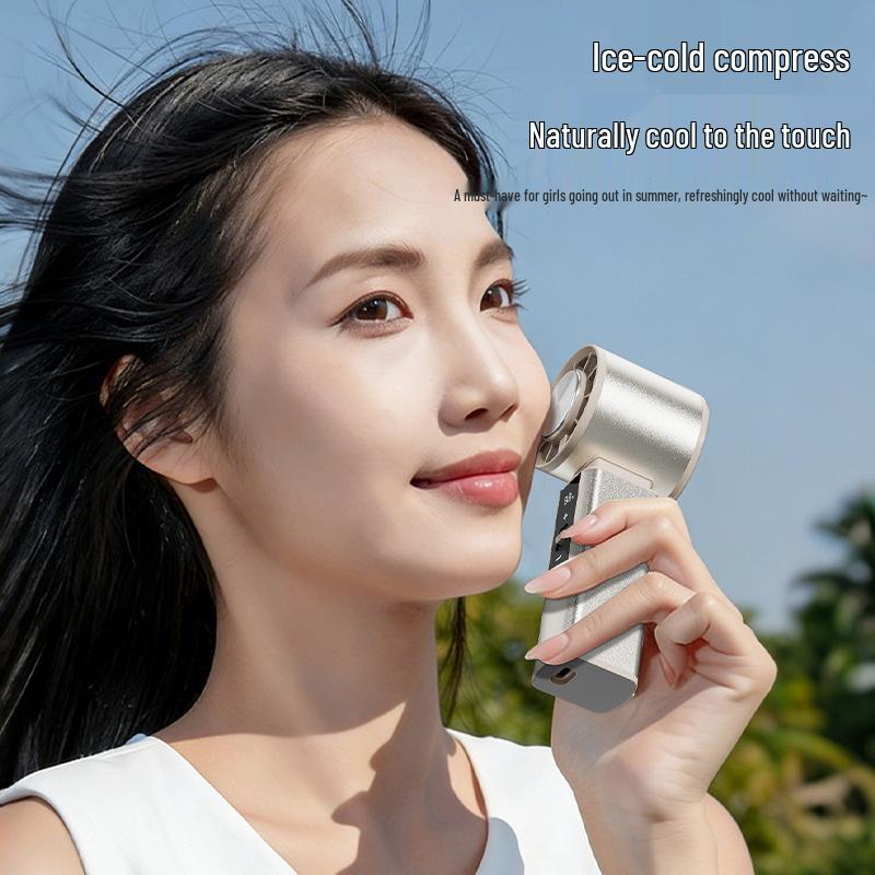 2026 Portable Rechargeable High-Speed Handheld USB Fan with Ice Compress for Outdoor Use
