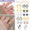 Couple Finger Ring Mini Glasses Adjustable Ring Sparkling Rhinestone Encrusted Fingertip Ring Finger Accessory