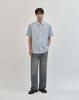 WORK ON BODY OFF Linea Semi-Overfit Striped Short Sleeve Shirt [Light Blue]