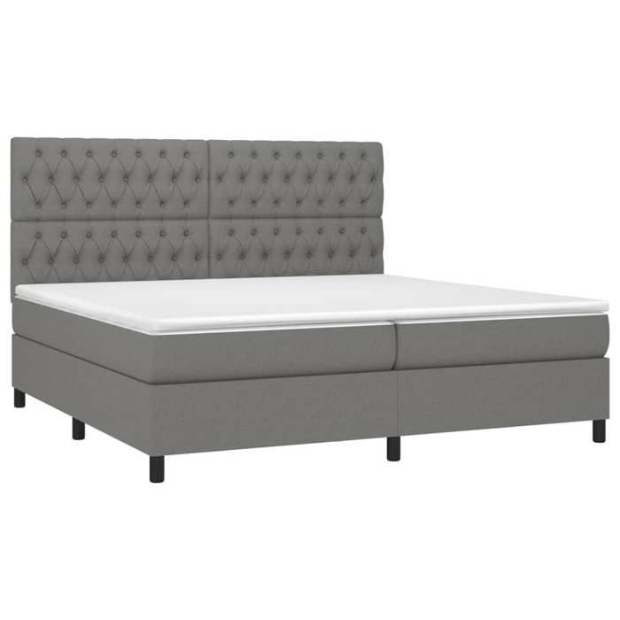 VidaXL Slat Bed Base with Mattress and LED, Upholstered Bed with Headboard, Double Bed, Adult Bedroom Bed, 3135142