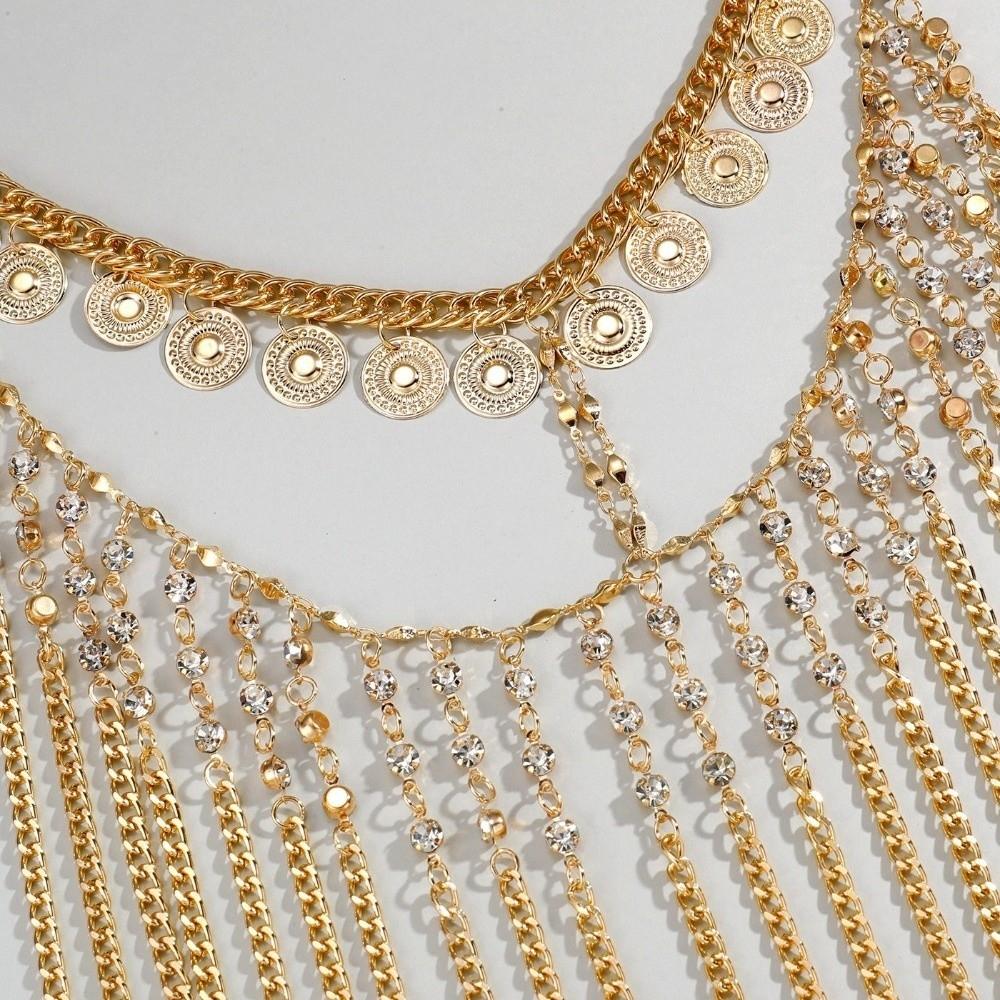 Rhinestone Curtain Head Chain Coin Bell Masquerade Mask Fashion Belly Dance Face Veil Middle East