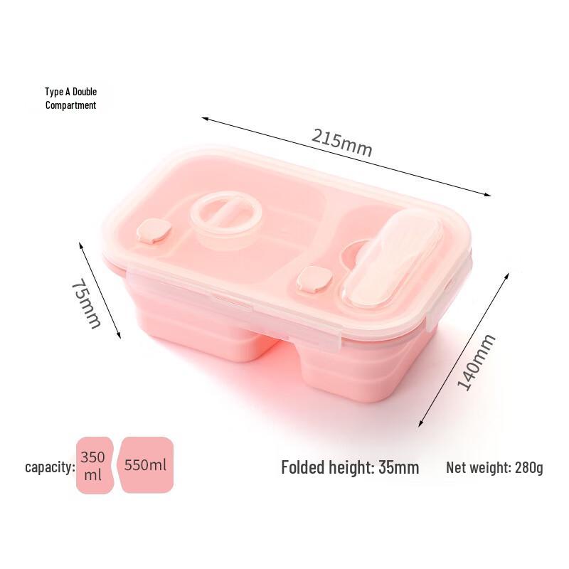 ZISIZ Foldable 3-Compartment Silicone Lunch Box