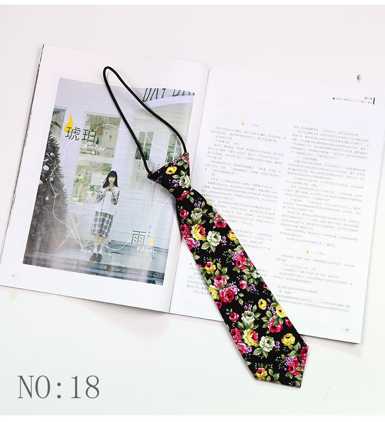 6CM Floral Lazy-tie Rubber Band Neckties For Women College Girls Shirt Uniform Neckwear Korean Style Narrow Knot Free Small Ties