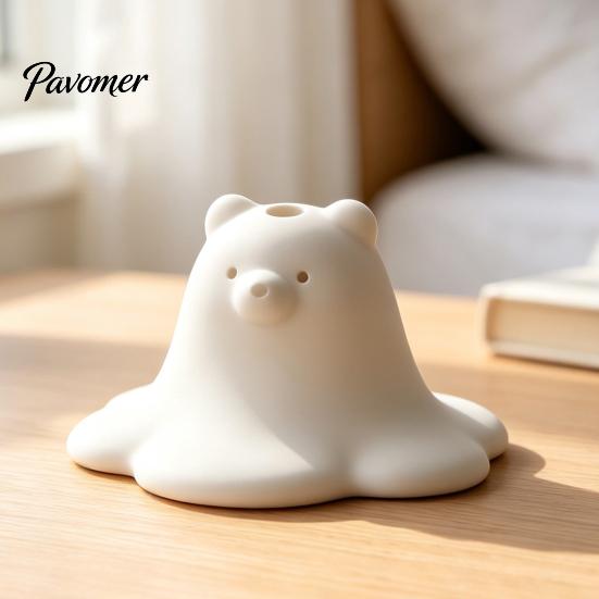 Small Decorative Sculptures 3D Printed Cute Polar Bear Figurine, Adorable White Desk Creative Healing Gadgets Ornament for Living Room Bedroom,
