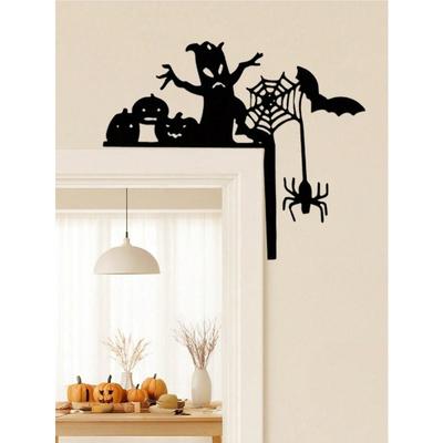 Vintage Gothic Iron Door Decor, Spooky Halloween Mural Wall Art Indoor/Outdoor, Rustproof Waterproof Modern Home Accent, Holiday Gift Hanging Ornament