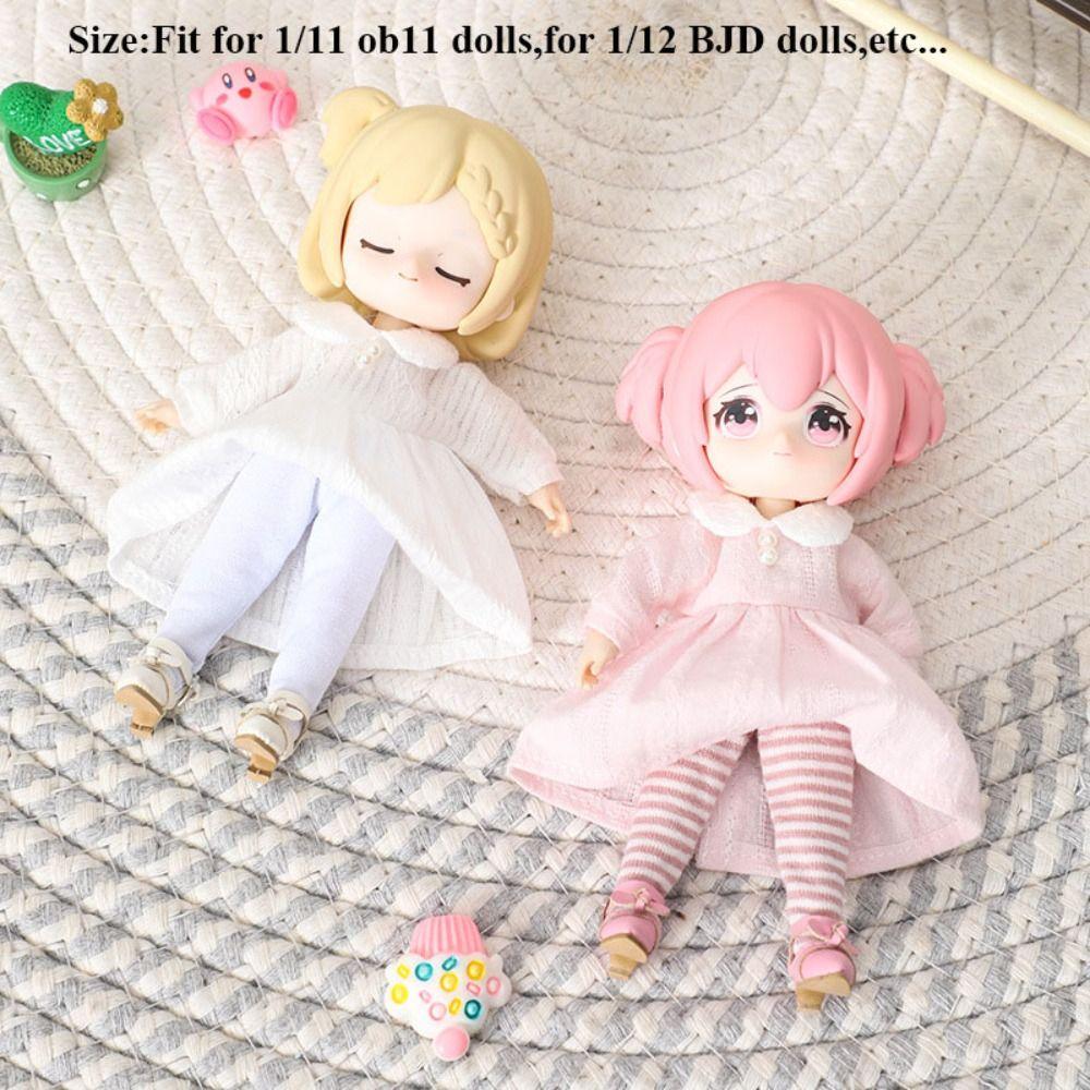 Long Sleeve Fairy Outfits Dresses Doll Clothes Skirt for 1/11 OB11 Dolls/for 1/12 BJD Doll