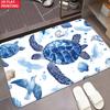 Rustic Sea Turtle Floor Mat Vintage Coral Coastal Welcome Doormat for Living Room Balcony Bedroom Creative Entrance Carpet