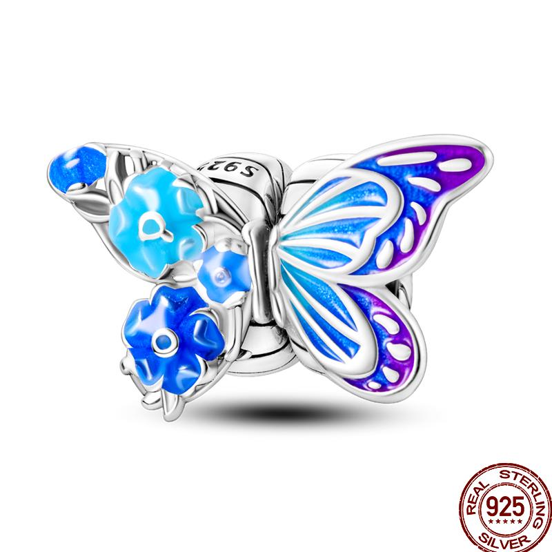 Frühlings-Charm Kupfer Vierblättriges Kleeblatt Schmetterling Libelle Anhänger Perlen Geeignet Für 3Mm Original Armband DIY