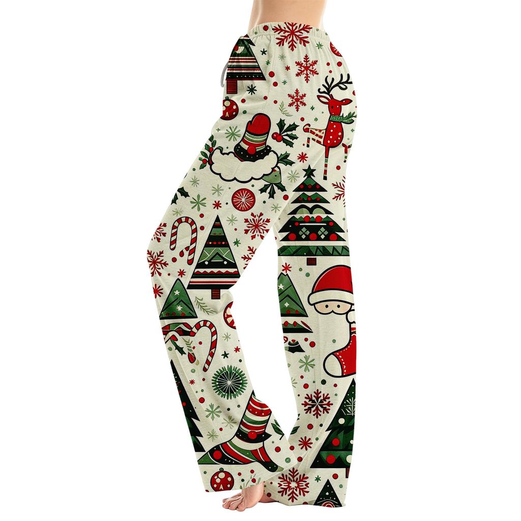 Women's Loose Fit Christmas Print Pajama Pants for Sleep and Casual Home Wear