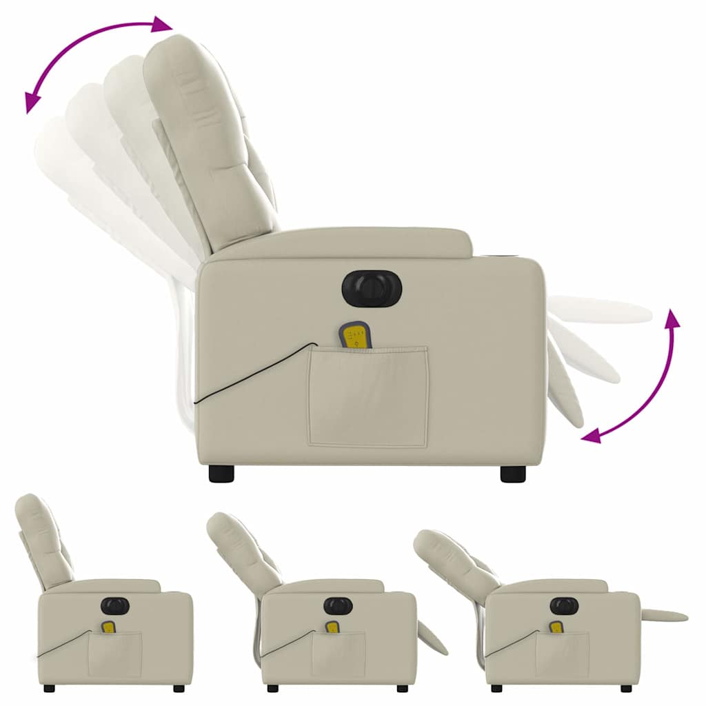 Electric Massage Chair Cream Faux Leather
