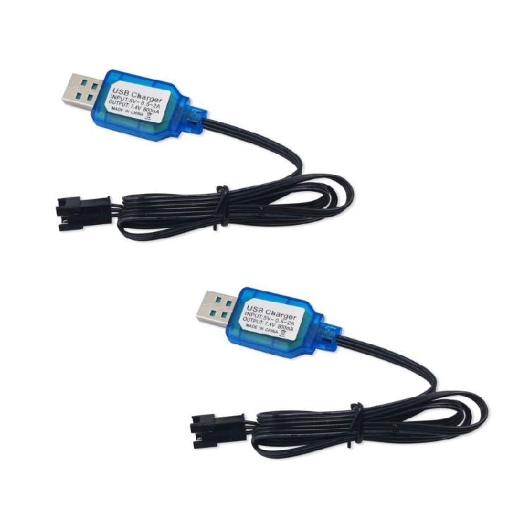 USB Charger Cable SM2.0 2P Connectors for 7.2V 250mA NiMH NiCD Batteries with LED Indicator and Safe Charging
