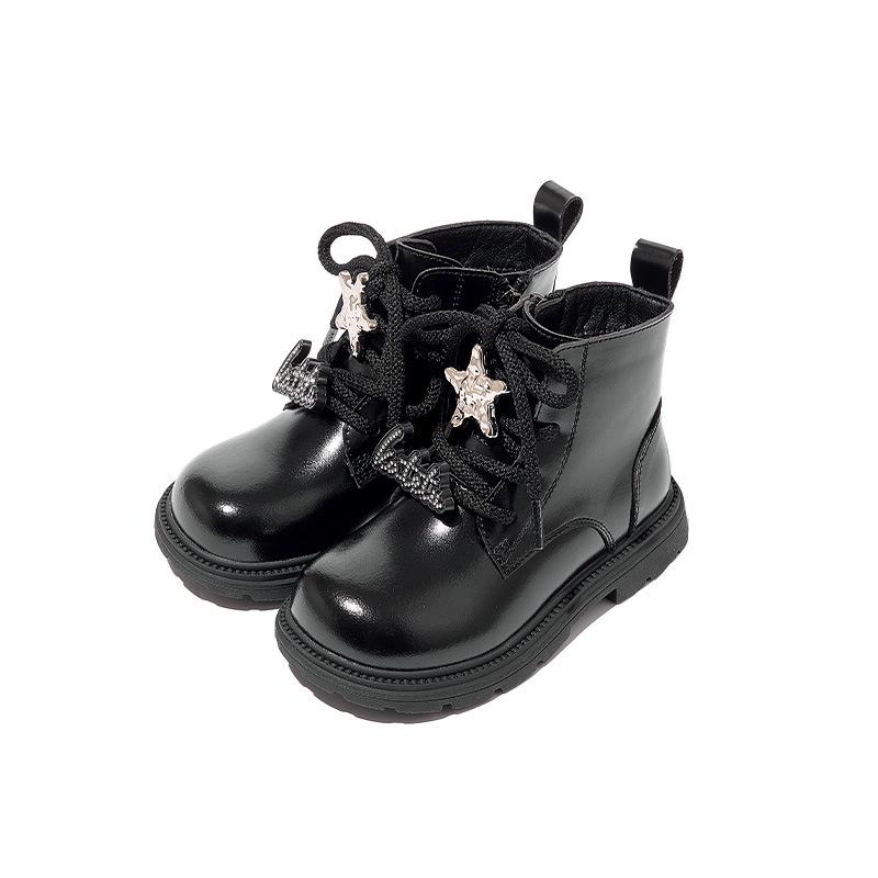 Carter Rabbit Velvet Black Winter Girls' High-Top Leather Boots X4CK013