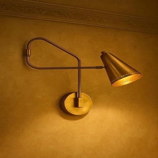 

Handcrafted Brass Swing Arm Wall Sconce Mid Century Modern Adjustable Wall Light
