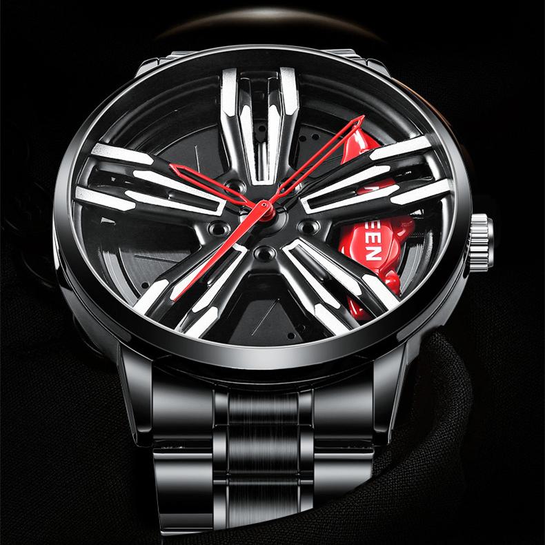 Uhr Herren Rotierende Nabe Stereo Hohl Auto Geschenk Wasserdicht Leuchtende Herren Quarzuhr