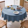 Tassels Tablecloth Waterproof Solid Color Table Cloth Round Cotton Linen Table Cover Dining Party Hotel Desk Case