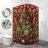 1pc red Christmas tree print waterproof shower curtain partition privacy hanging curtain, with 12 hooks, easy to install