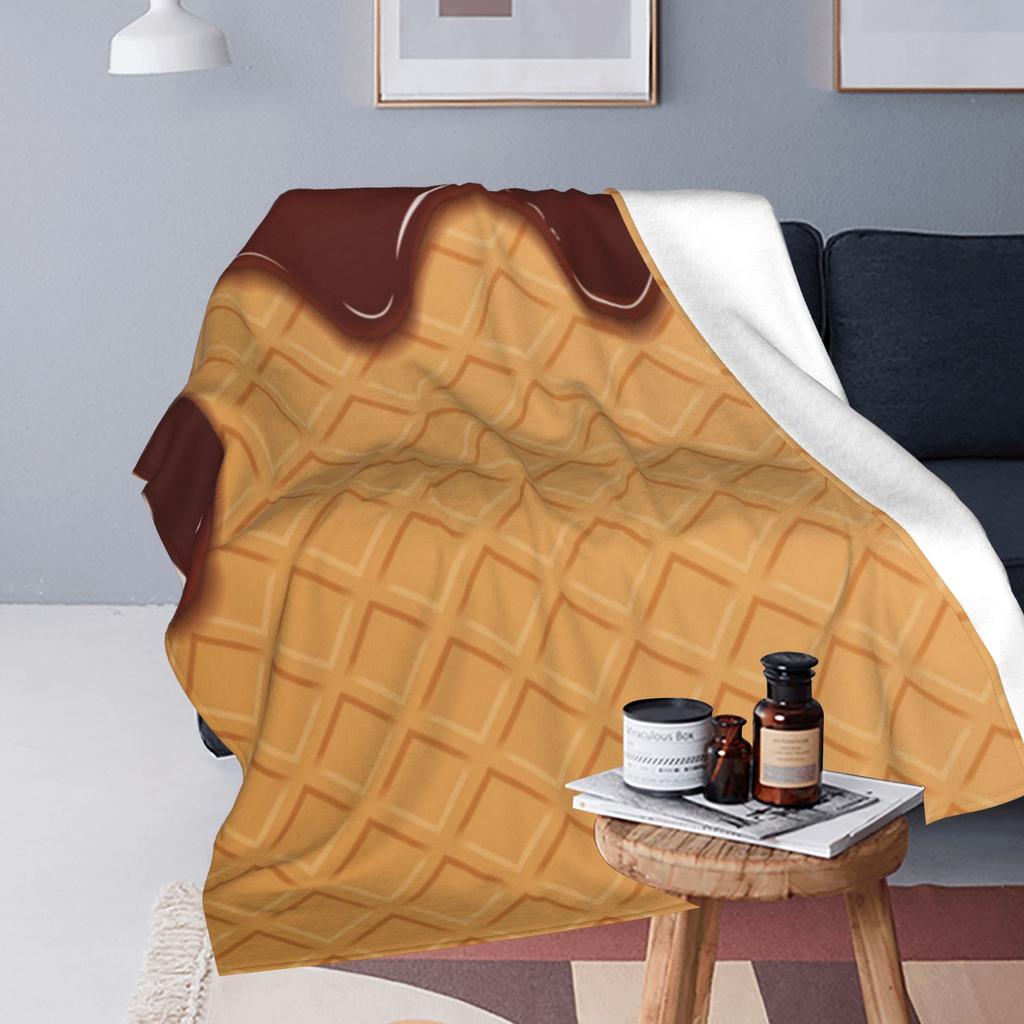 Chocolate Ice Cream Cone Flannel Blanket Soft Cozy All Season Throw for Sofa Bed Camping Travel Creative Gift