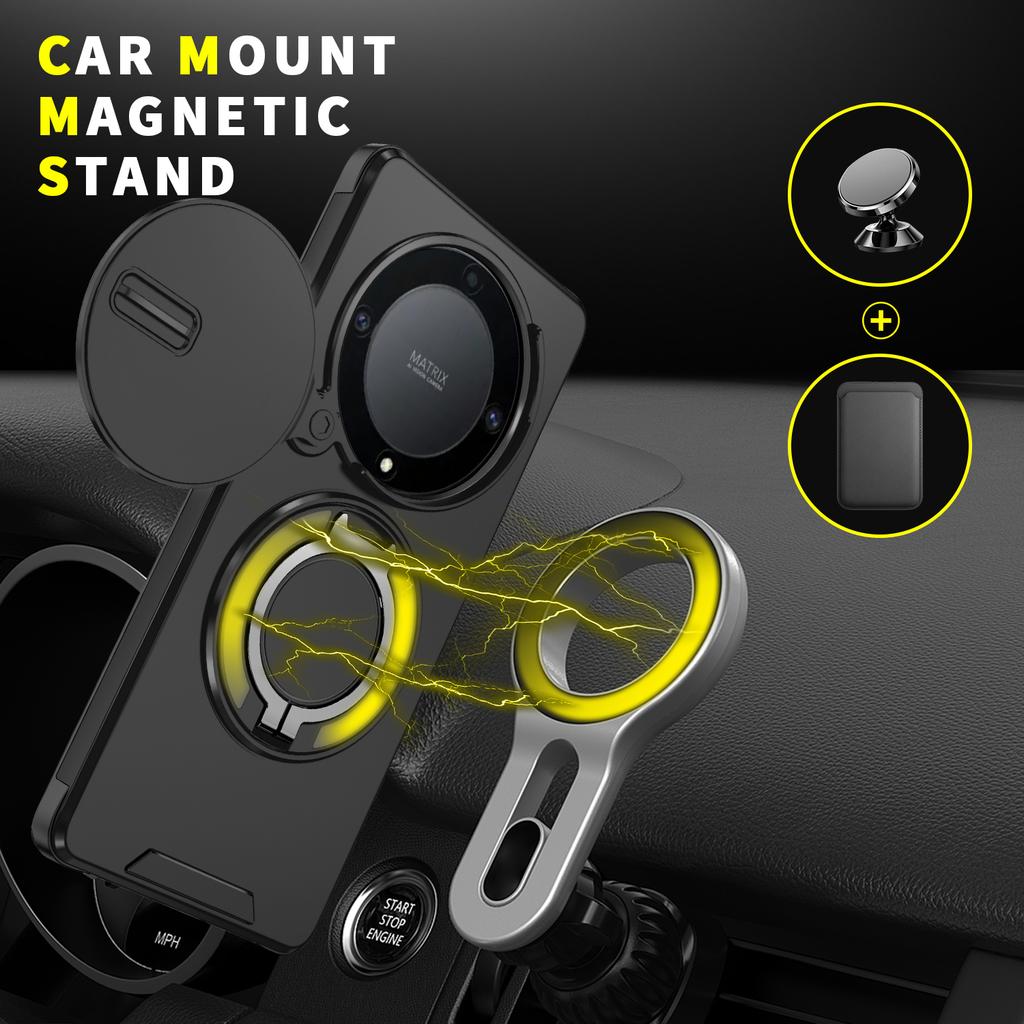 Magnetic Ring Stand Case For Honor X9A X9B X9C Smart X60 Pro Magic 5 6 7 Lite Slide Camera Protection TPU Plastic Back Cover