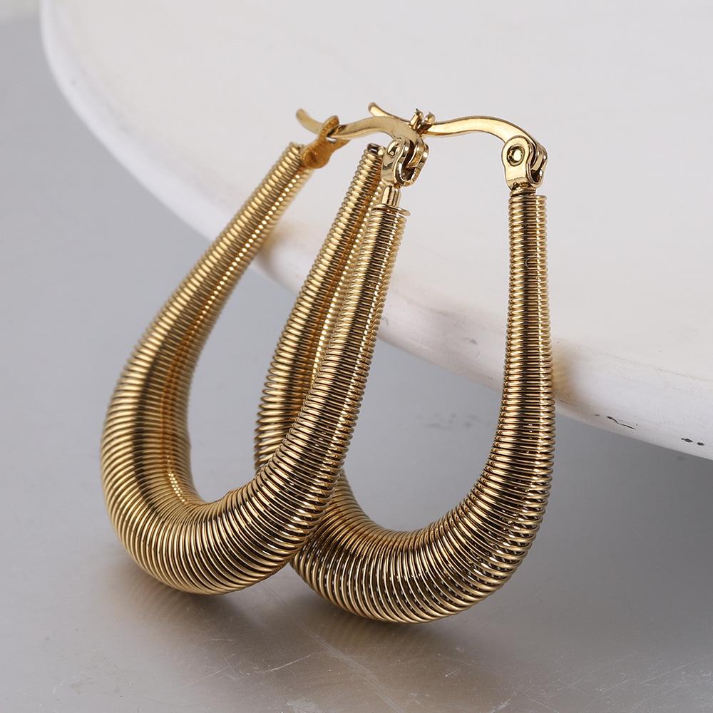 18K Gold Stainless Steel U-shaped Fashion Hoop Earrings for Women