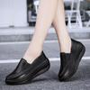 Women's Shoes Spring Genuine Leather Soft Outsole Work Shoes Female Black Swing Shoes Woman Plus Size Wedges Single Shoes
