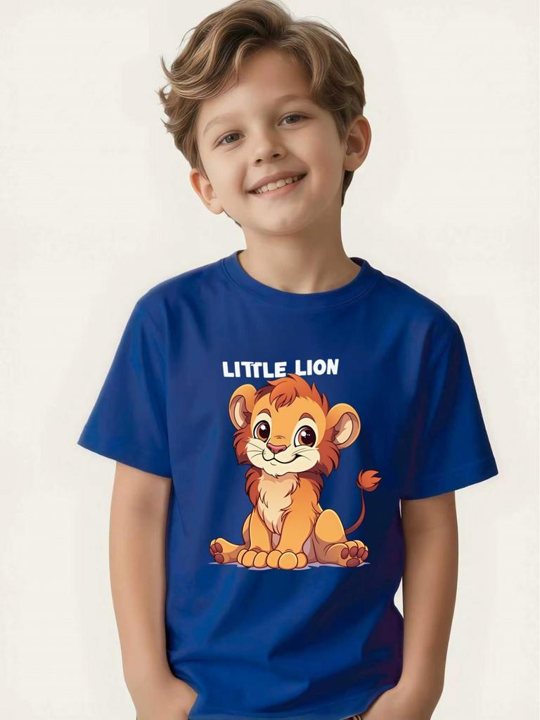 Cute Little Lion Boy T-shirt Summer Short-sleeved Versatile Casual Top
