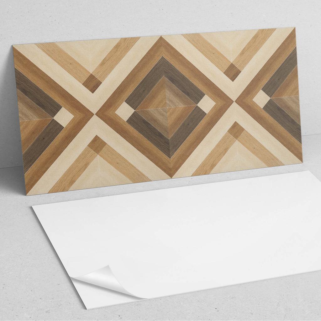 Samoprzylepny Winylowy Panel Z Nadrukiem Dekoracyjnym 100X50 Cm Wzór Geometryczny W Kratę