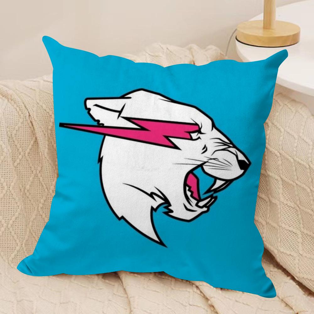 

Funny Mr Cute B-Beast Cushion Cover Silky Short Plush Sofa Pillow Cover Hidden Zipper Soft Dustproof Case for Home Decor 30cmx30cm