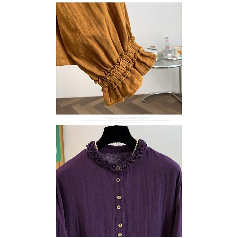 DIMANAF 2026 Plus Size Autumn Women Blouse Shirts Tunic Oversize Loose Casual Lady Tops Elegant Vintage Linen Button