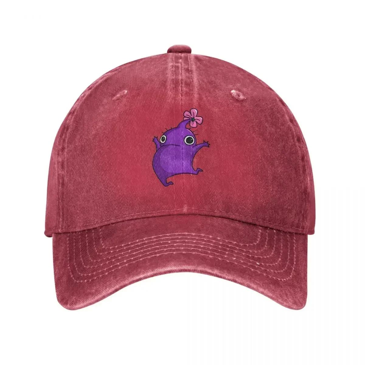 

Vintage Purple Jumping Pikmin Baseball Caps Unisex Women Distressed Washed Sun Cap Video Game Cartoon Kids Outdoor Summer Hats Cap One Size