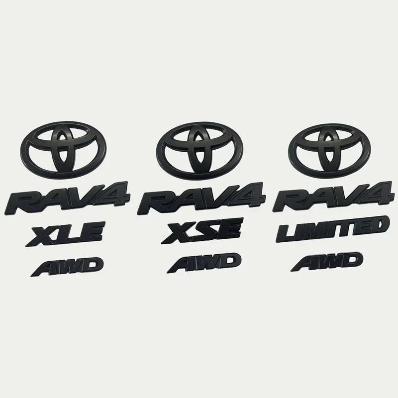 4 SZT. Matowe Czarne ABS NAKŁADKA logo Emblemat dla 2019 - 2024 TOYOTA RAV4 XLE XLE LIMITED ZESTAW EMBLEMATÓW Naklejka na klapę bagażnika akcesorium samochodowe