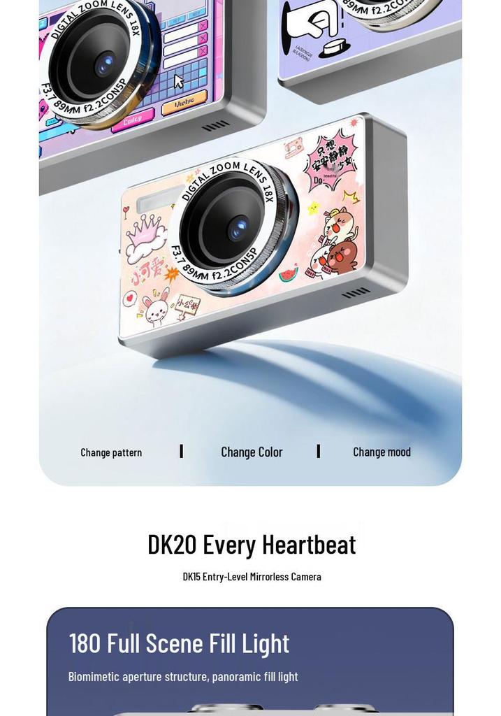 4K Dual Camera Camcorder with 16x Zoom & Built-in Fill Light for Students, Travel, Photography & Vlogging
