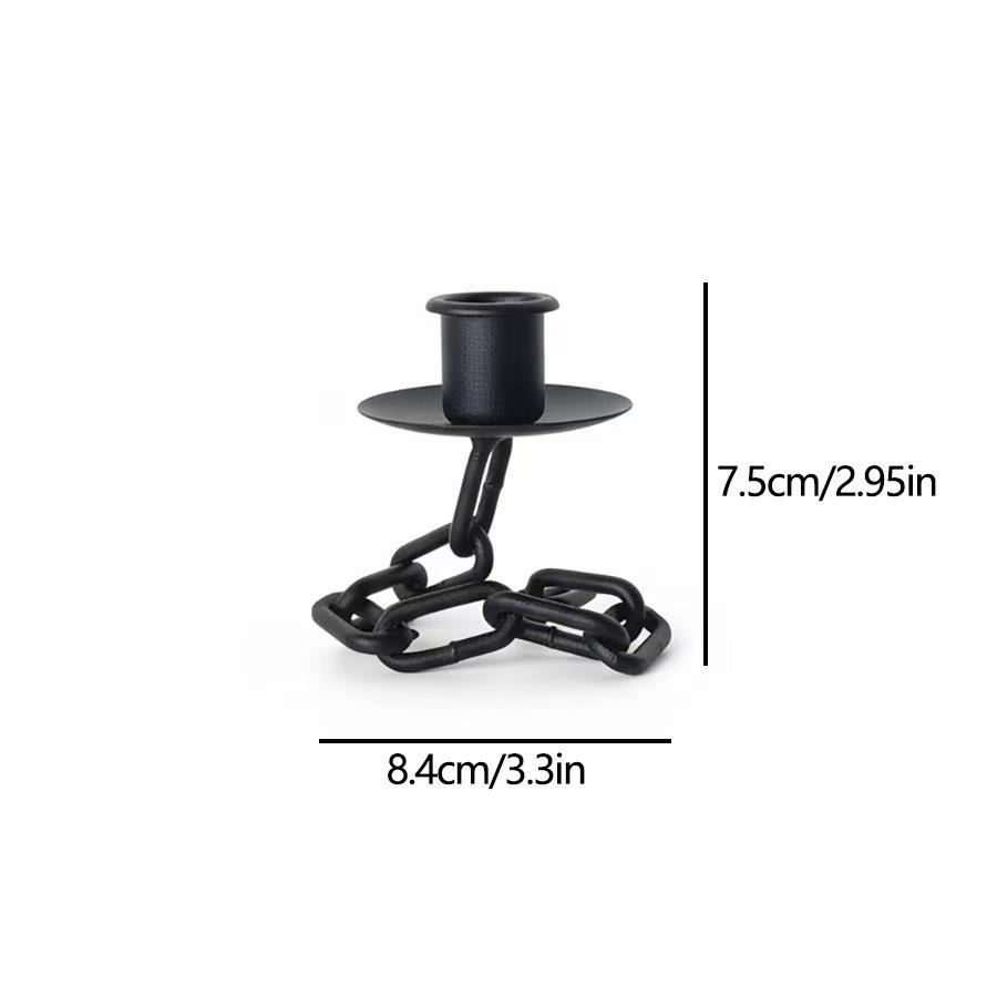 Nordic Black Wrought Iron Chain Candle Holder for Romantic Christmas Decor