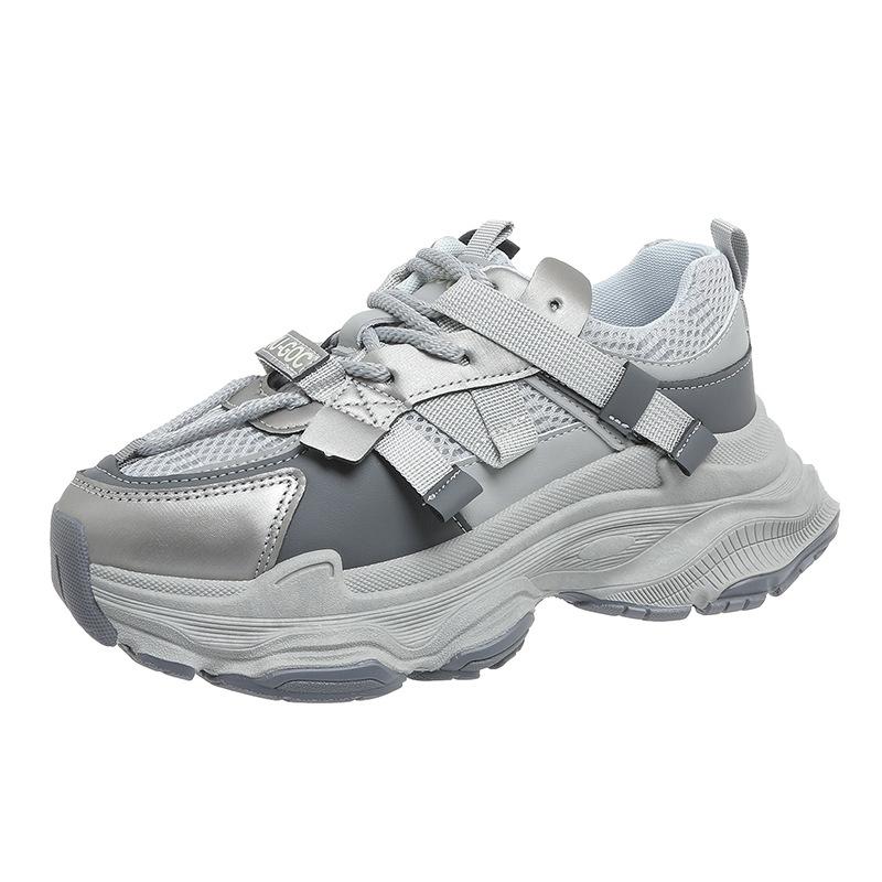 

Internet celebrity dad shoes women 2025 spring and autumn new versatile feet small thick soles heightening casual sports shoes 40 сірий колір