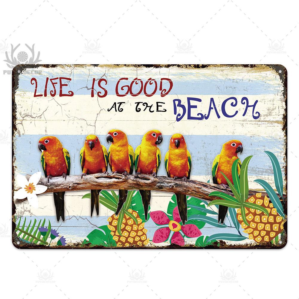 Beach Tin Sign Plaque Metal Vintage Summer Metal Wall Sign Beach Decor for Beach Bar Beach House Seaside Decorative Plate