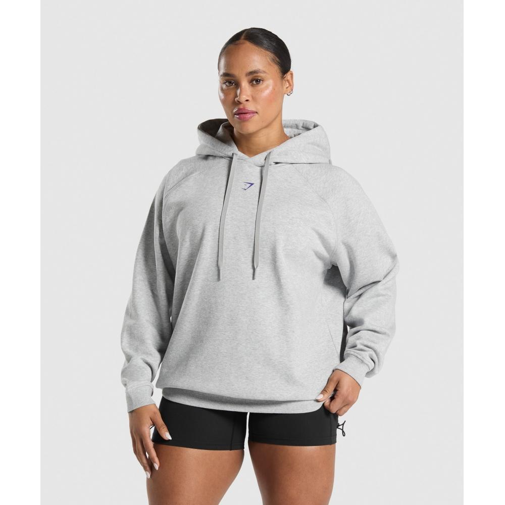Gymshark Graphic Reaper Oversized Hoodie Light Grey Core Marl B2b7j Gbcn