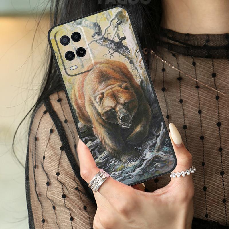 Cute Grizzly Bear Case For Oppo A5 Pro A15 A17 A57 A77 A18 A38 A58 A78 A98 A94 A74 A54 A40 A60 A80 A96 A76 A16