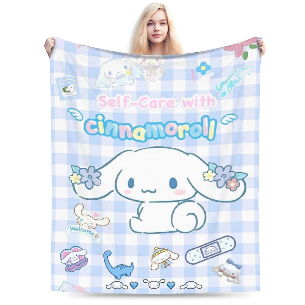 Pink Cinnamoroll Blanket Fleece Textile Decor Cute Cartoon Multifunction Ultra-Soft Throw Blanket for Home Travel Bedspread