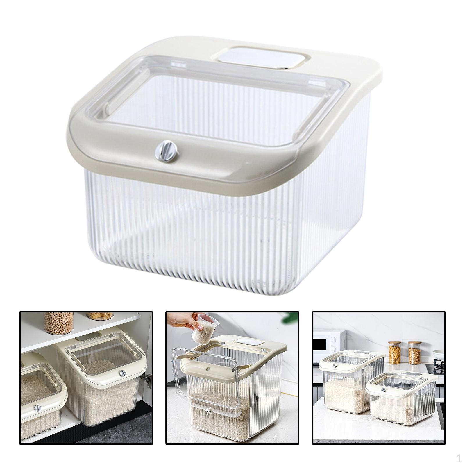 Dry Food Container Rice Dispenser Multipurpose Sealed Lid Storage Bin White Small