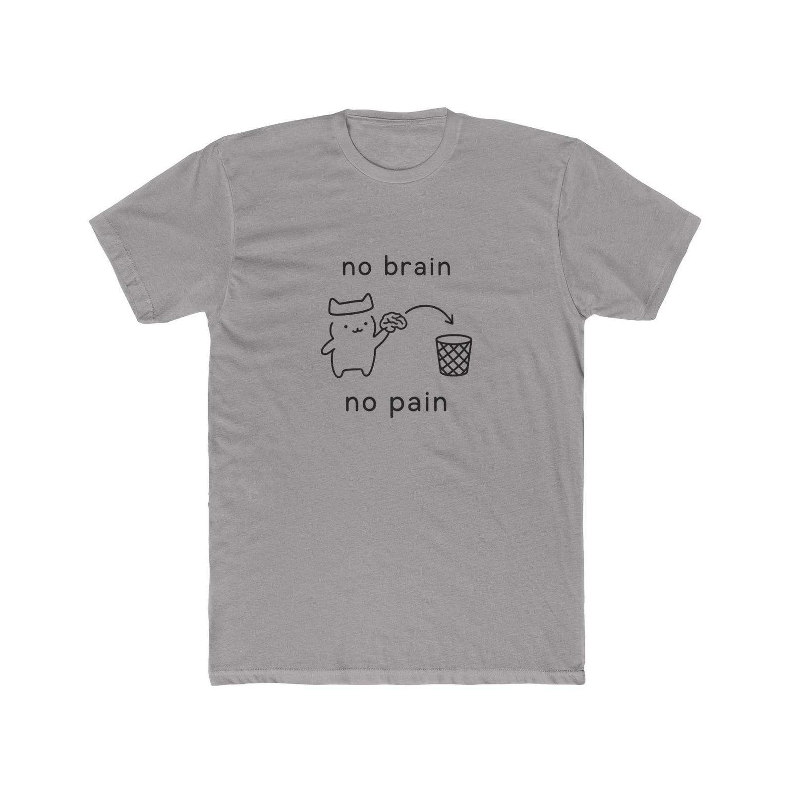 No Brain Funny Zombie Cat Minimalist T-Shirt 3XL