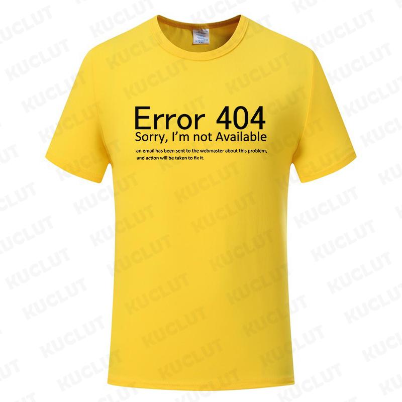 Men T Shirts Funny Letters Design Error 404 Motivation Not Found Print Graphic Summer O-neck Short Sleeve Top Tees Tshirt Gifts