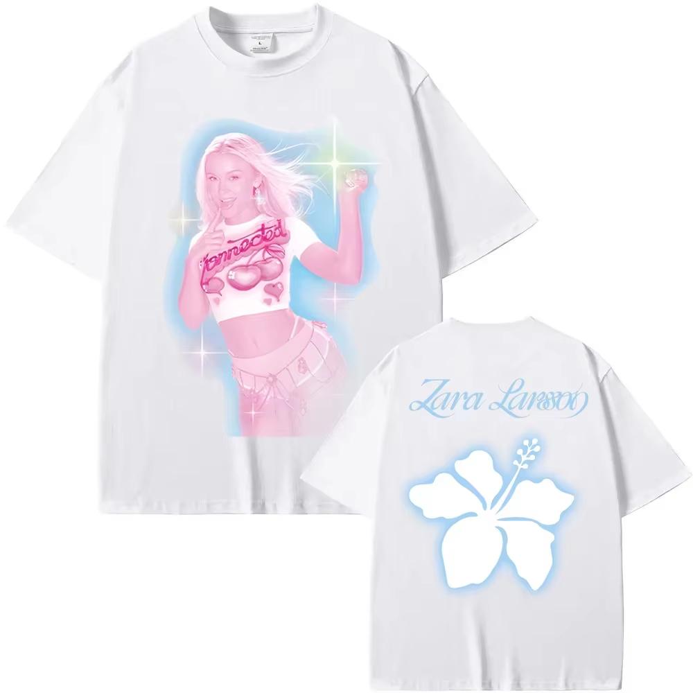 2026 Neues Zara Larsson "Sparkle Date" T-Shirt mit Rückenprint, Unisex Lässiges Baumwoll-Kurzarm-Rundhals-Musik-T-Shirt für Damen und Herren