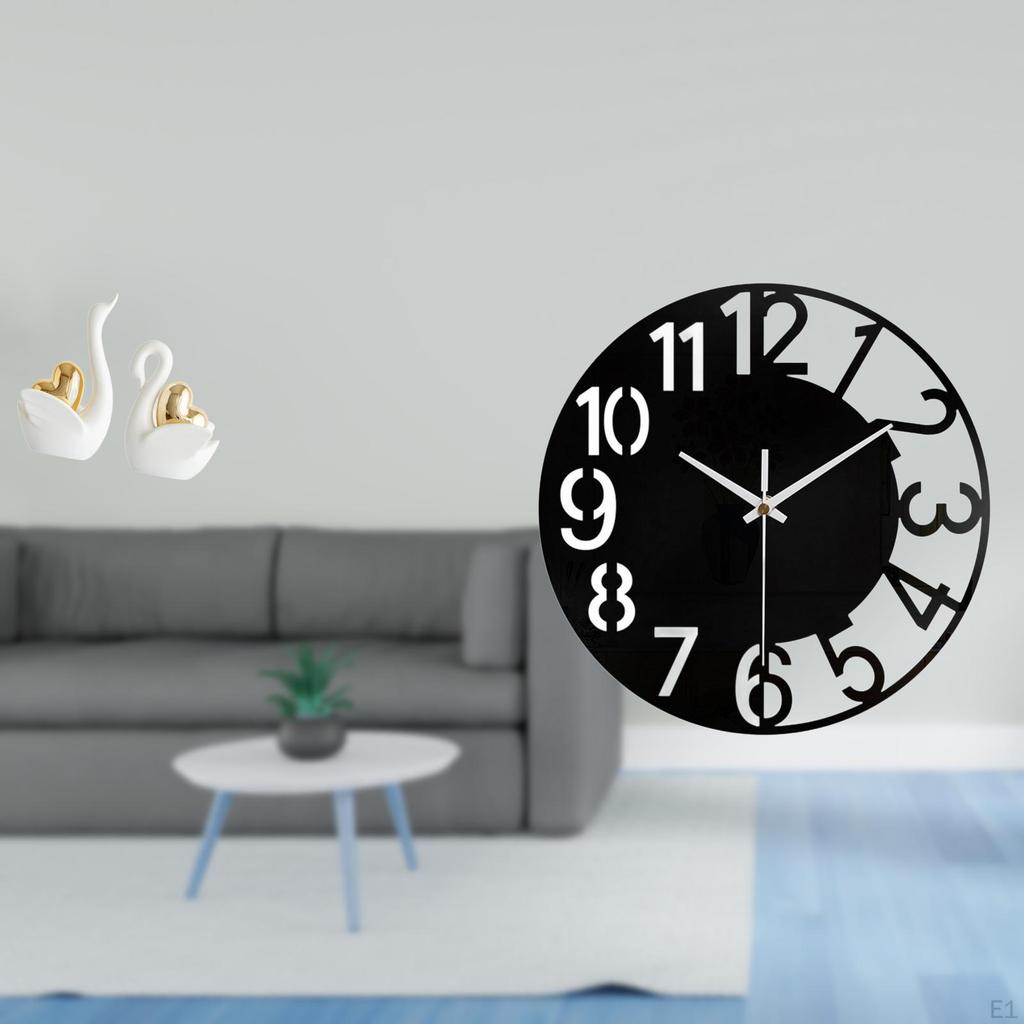 Elegant Swan Couple Figurines And Acrylic Wall Clock Set for Tabletop Decoration Bookshelf Entrance