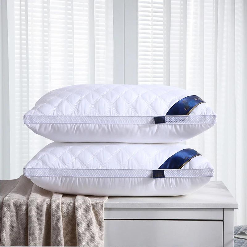Kissen aus 100 % Baumwolle, für Schlafzimmer, Bett, Schlaf, Nackenkissen, mittlerer bis hoher Kissenkern, mattiert, verdickt, maschinenwaschbar, Bettbezug, weiß