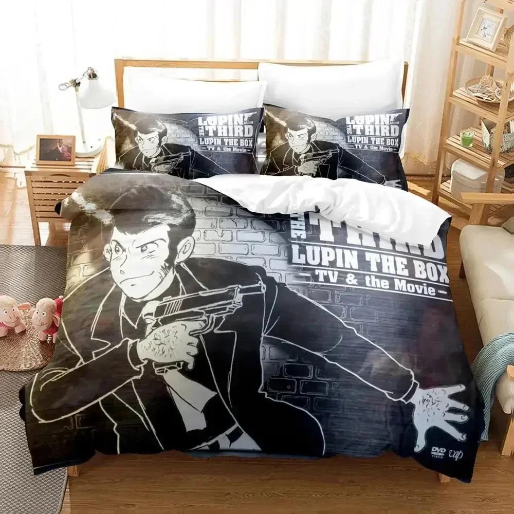Anime Lupin Third Mine Fujiko Printed Bed Set Duvet Cover Pillowcase Bedding Set Linen Sheet Quilt Cover Full Queen King Size