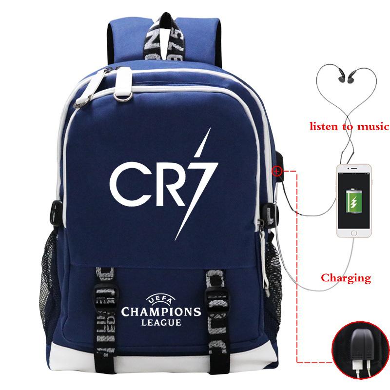 Football Player C Luo'S Peripheral Printed Primary And Secondary School Students Backpack Large-Capacity Leisure Travel Bag