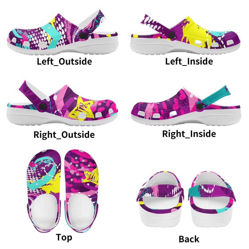 Printed Summer EVA Clogs Women Men Lightweight Breathable Slip On Garden Shoes Beach Bathroom Pool Home Slippers Casual Wear
