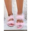 New Summer Fairy Style Colorful Fur Slippers Women's Flat Bottom Fits Outside To Wear Flip Flops Large Size