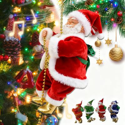 Corda de Escalada Elétrica Papai Noel com Música Enfeite Pingente de Árvore de Natal para Festas de Fim de Ano