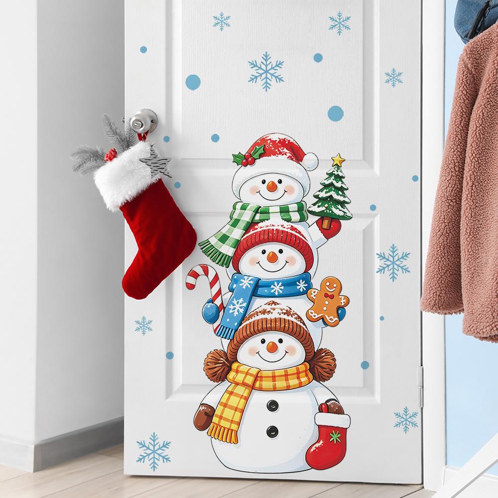 Christmas Snowman Snowflakes Bedroom Living Room Festive Atmosphere Decoration Wall Stickers