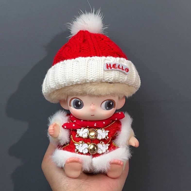 Neujahrs-Kleidungsset für 10cm Puppen: Hanfu Festliche Accessoires & Silikon Neues Baby Tagebuch Anhänger Blind Box.